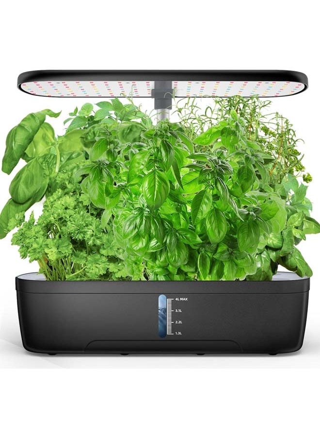 L&E 12 Pods Hydroponics Growing System Kit, Indoor Herb Garden with LED Full-Spectrum Grow Iight, Adjustable Height, Quiet Smart Pump, Built-in Timer Function, Kitchen Christmas Gifts  - Image 1