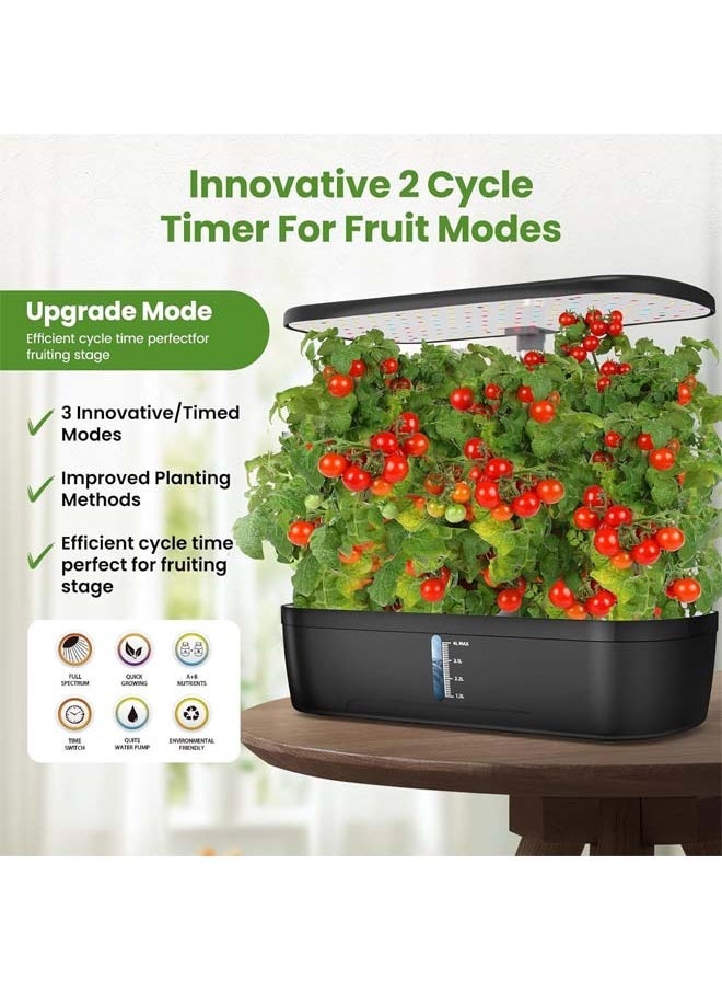 L&E 12 Pods Hydroponics Growing System Kit, Indoor Herb Garden with LED Full-Spectrum Grow Iight, Adjustable Height, Quiet Smart Pump, Built-in Timer Function, Kitchen Christmas Gifts  - Image 3