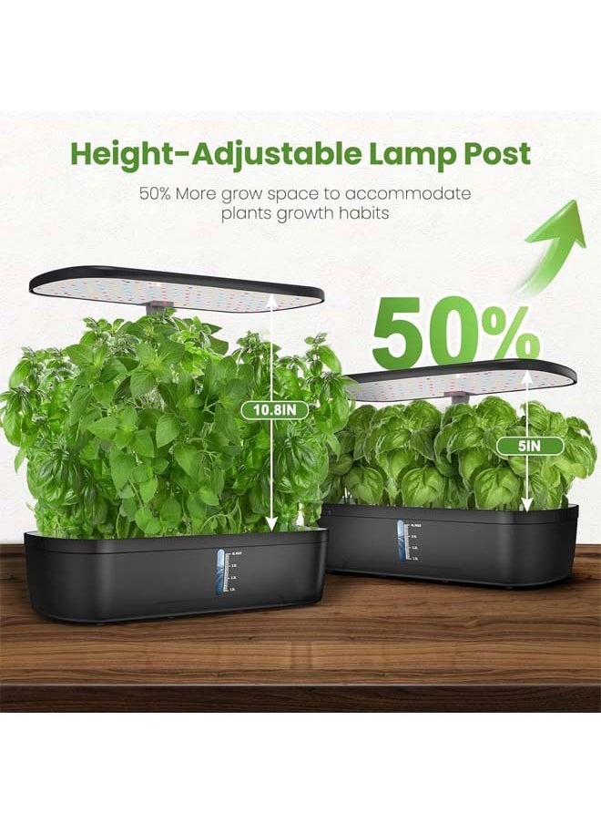L&E 12 Pods Hydroponics Growing System Kit, Indoor Herb Garden with LED Full-Spectrum Grow Iight, Adjustable Height, Quiet Smart Pump, Built-in Timer Function, Kitchen Christmas Gifts  - Image 4