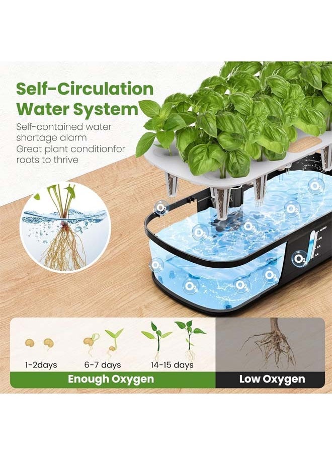 L&E 12 Pods Hydroponics Growing System Kit, Indoor Herb Garden with LED Full-Spectrum Grow Iight, Adjustable Height, Quiet Smart Pump, Built-in Timer Function, Kitchen Christmas Gifts  - Image 5
