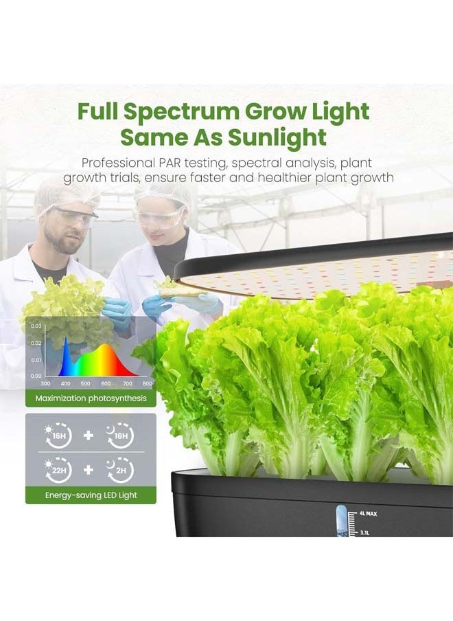 L&E - 12 Pods Hydroponics Growing System Kit, Indoor Herb Garden with LED Full-Spectrum Grow Iight, Adjustable Height, Quiet Smart Pump, Built-in Timer Function, Kitchen Christmas Gifts - Image 1