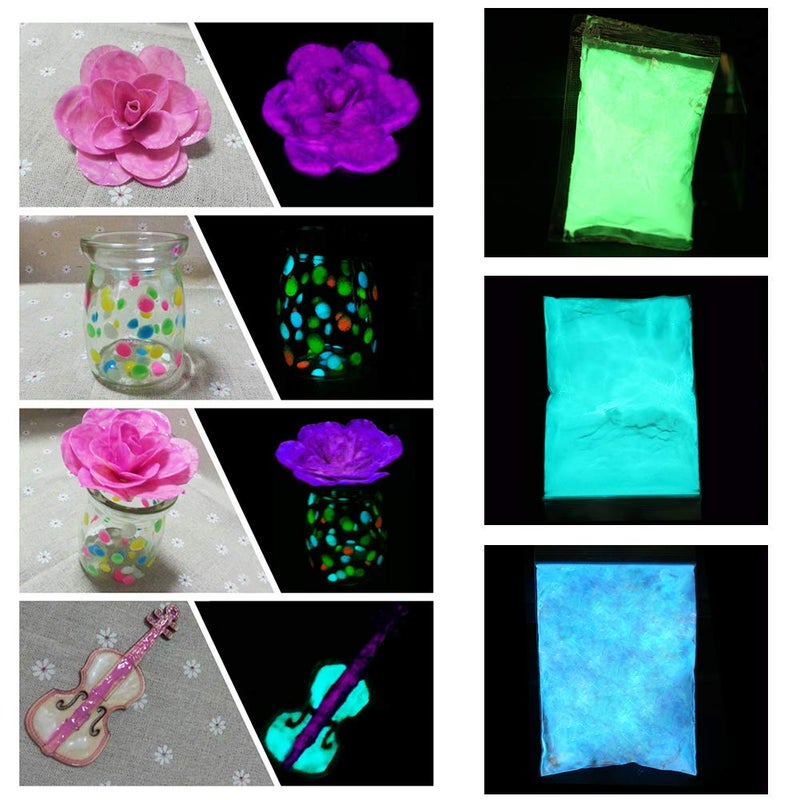 klarako Fluorescent powder, 100 g Professional luminescent pigments Phosphorescent paint Photoluminescence Non-toxic aluminum Strontium Aluminum neon lights Dark pigment nights(03) - Image 5