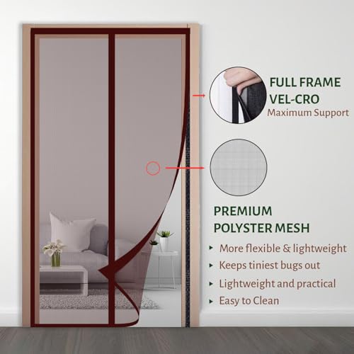 TurtleGrip Polyester Door Mosquito Net with Full Frame Hook&Loop for Main Doors, Bedroom, Kitchen & Balcony Doors (200 * 70 cm, Brown)| Measure Before Order - Image 3