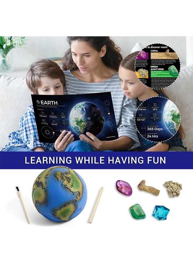 Gemstone Dig Kit - Earth Planets Dig Kits Science Kits for Kids Age 6-8, STEM Science Educational Toys, Space Toys Gift for Boys and Girls  - Image 2