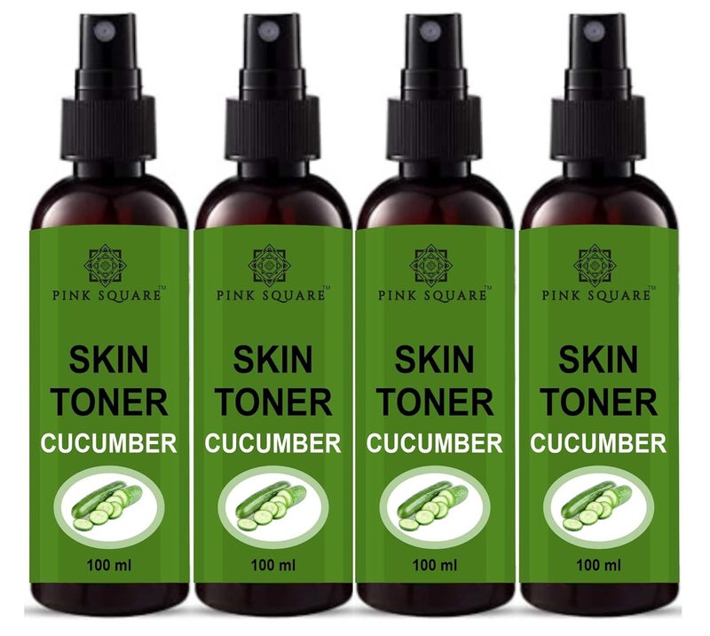 Pink Square Cucumber Face Toner Refreshing Face Mist  Toner  Toner for Hydrating Skin  AlcoholFree Mist  toner for open pores Tightening Pack of 4 of 100 ML - Image 1