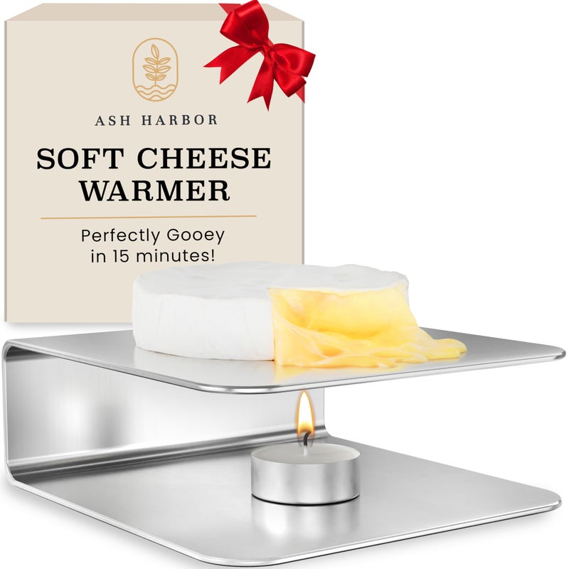 Soft Cheese Warmer Warming Plate for Camembert Brie Cheese Complement Large or Mini Charcuterie Boards with Your SlowMelt Stainless Steel DishwasherSafe Charcuterie Accessories by Ash Harbor