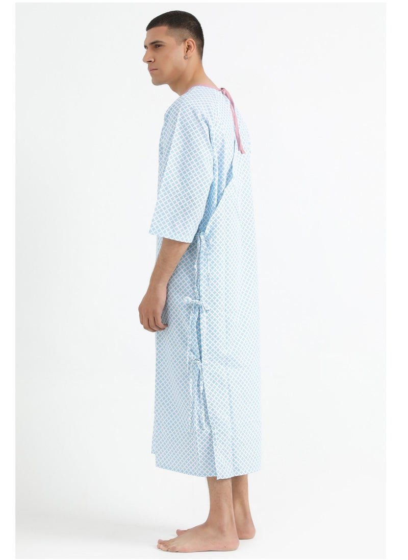 SPACEDOUT - Patient Gown Style "Boras Pg-031 With Back Overlap Star Ferozi 1/3 Sleeve With Size Indication - Image 1