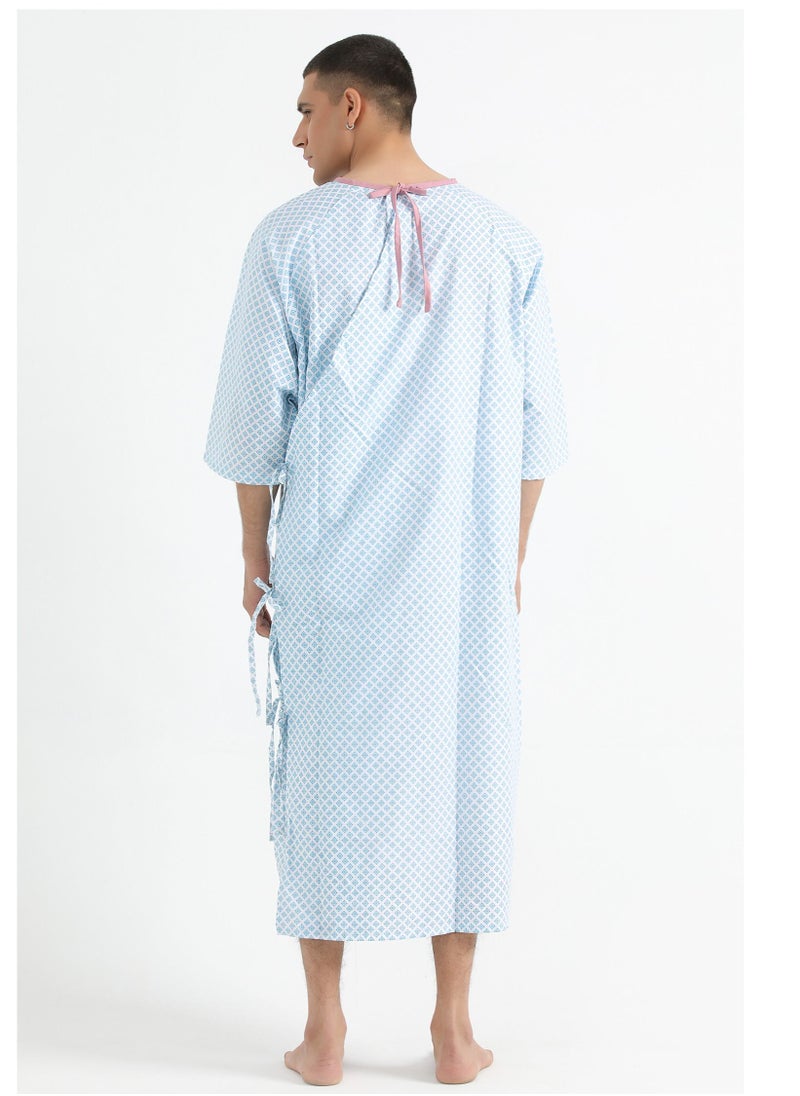 SPACEDOUT - Patient Gown Style "Boras Pg-031 With Back Overlap Star Ferozi 1/3 Sleeve With Size Indication - Image 1