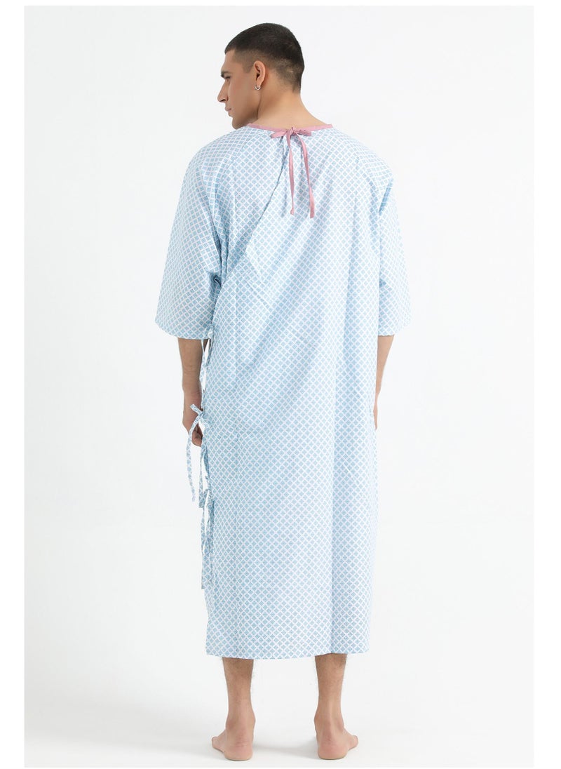 SPACEDOUT - Patient Gown Style "Boras Pg-031 With Back Overlap Star Ferozi 1/3 Sleeve With Size Indication - Image 1