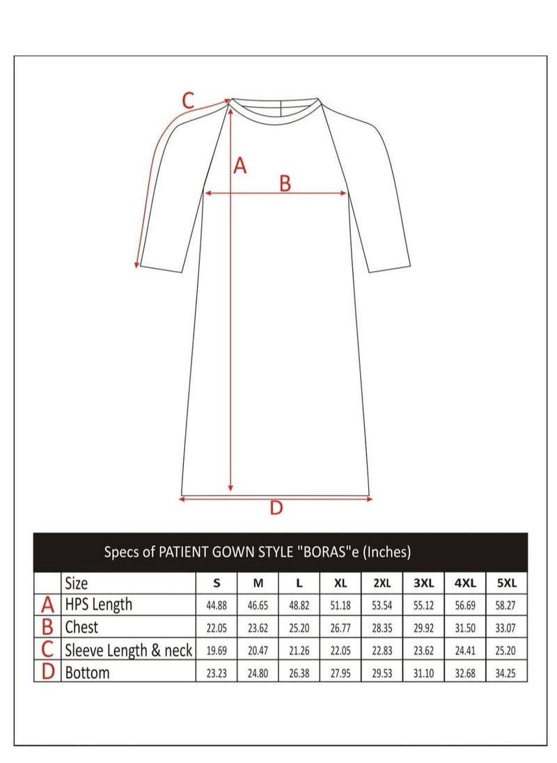 SPACEDOUT - Patient Gown Style "Boras Pg-031 With Back Overlap Star Ferozi 1/3 Sleeve With Size Indication - Image 1