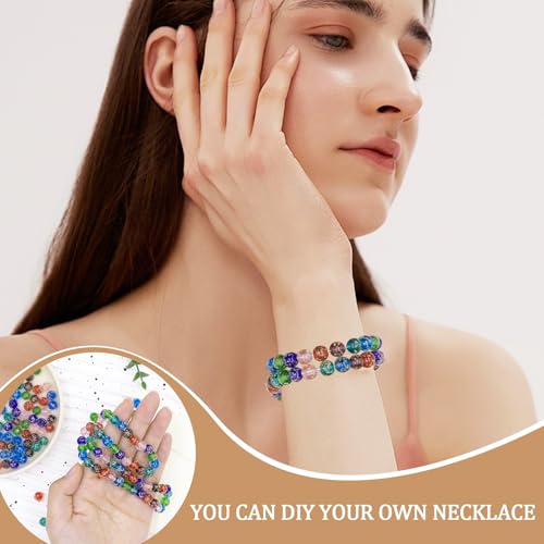 Gaiett 100Pcs Multicolor Glass Beads, 8mm Glow in The Dark Round Glass Beads for Jewelry Making, Earring Spacer Beads, DIY Crafts Bracelets Necklaces Earrings with 1.5~2mm Hole - Image 3