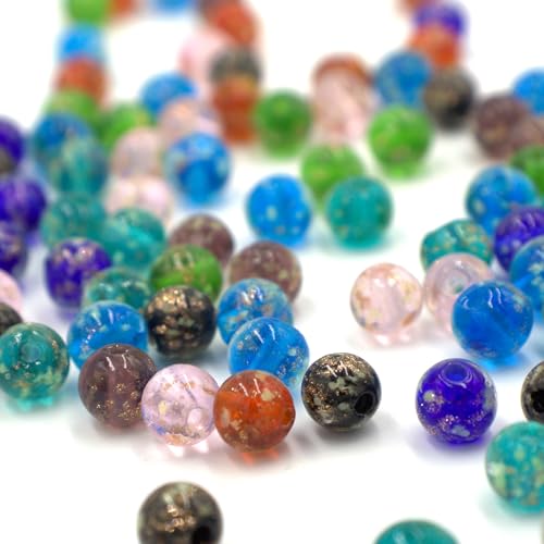 Gaiett 100Pcs Multicolor Glass Beads, 8mm Glow in The Dark Round Glass Beads for Jewelry Making, Earring Spacer Beads, DIY Crafts Bracelets Necklaces Earrings with 1.5~2mm Hole - Image 1