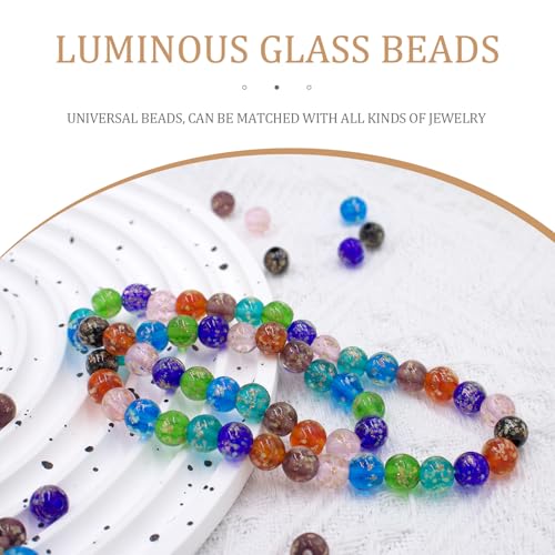 Gaiett 100Pcs Multicolor Glass Beads, 8mm Glow in The Dark Round Glass Beads for Jewelry Making, Earring Spacer Beads, DIY Crafts Bracelets Necklaces Earrings with 1.5~2mm Hole - Image 4
