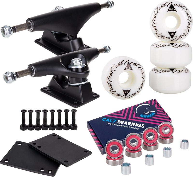 Cal 7 Skateboard Complete Combo with 139 mm Trucks, 52 mm Wheels, Bearings, Durable Skateboard Hardware Kit, Starter Set for Standard Skateboards - Image 1