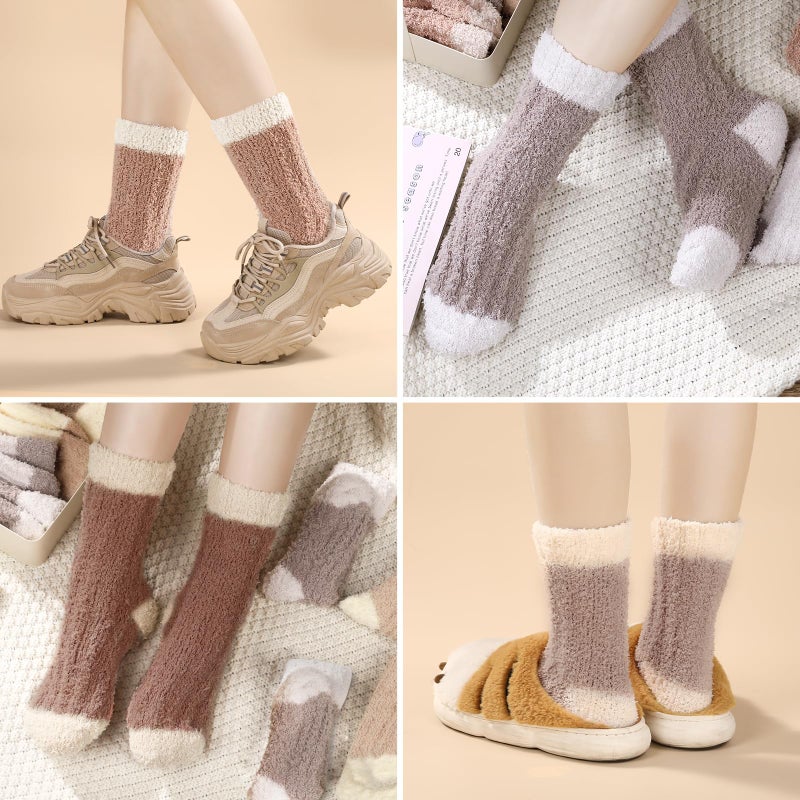 Premillow Fuzzy Socks for Women, Womens Winter Warm & Cozy Fluffy Socks 3 Pairs Ultra Soft Fabric Sleeping Slipper Sock for Women Gifts - Image 2
