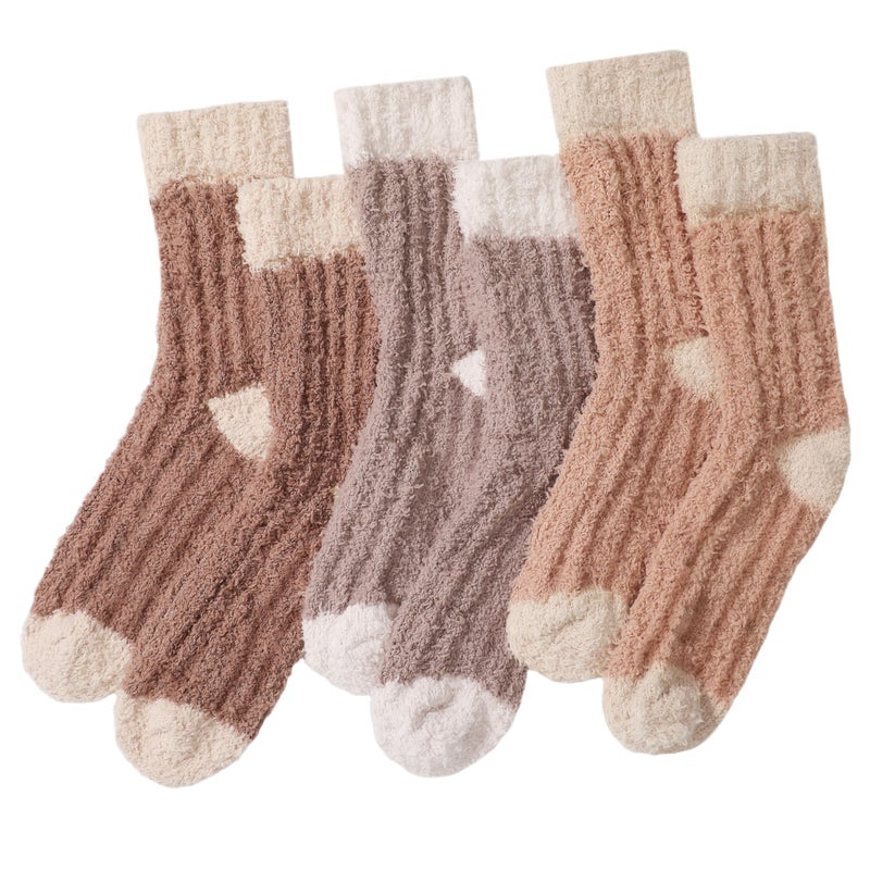Premillow Fuzzy Socks for Women, Womens Winter Warm & Cozy Fluffy Socks 3 Pairs Ultra Soft Fabric Sleeping Slipper Sock for Women Gifts - Image 1