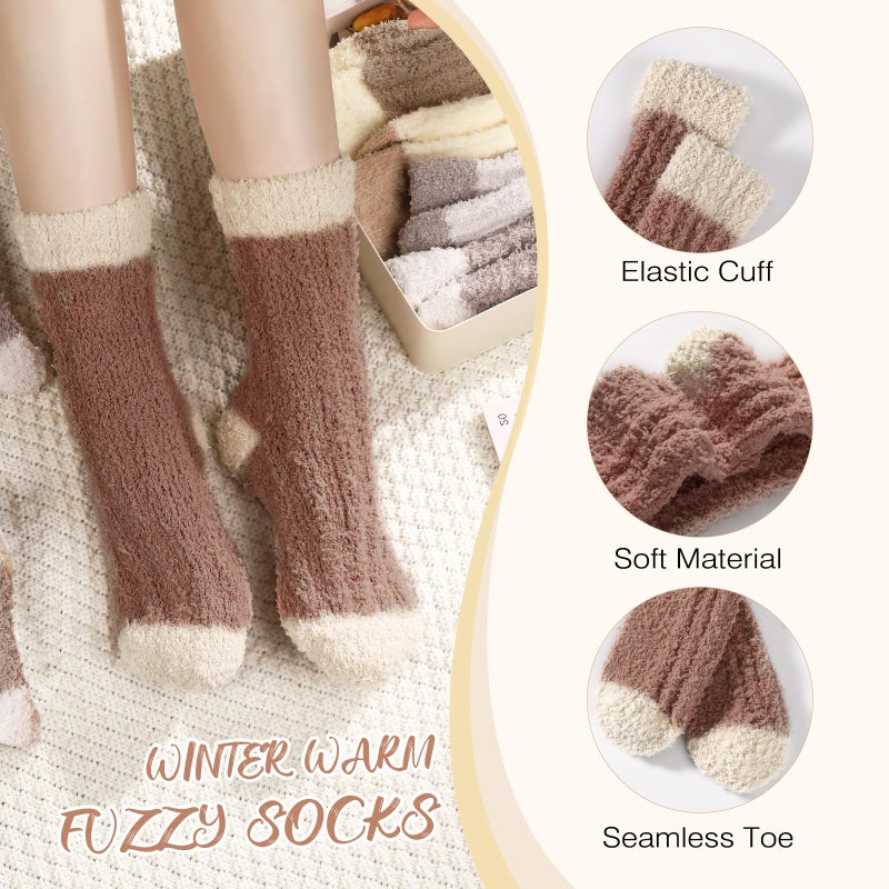 Premillow Fuzzy Socks for Women, Womens Winter Warm & Cozy Fluffy Socks 3 Pairs Ultra Soft Fabric Sleeping Slipper Sock for Women Gifts - Image 5