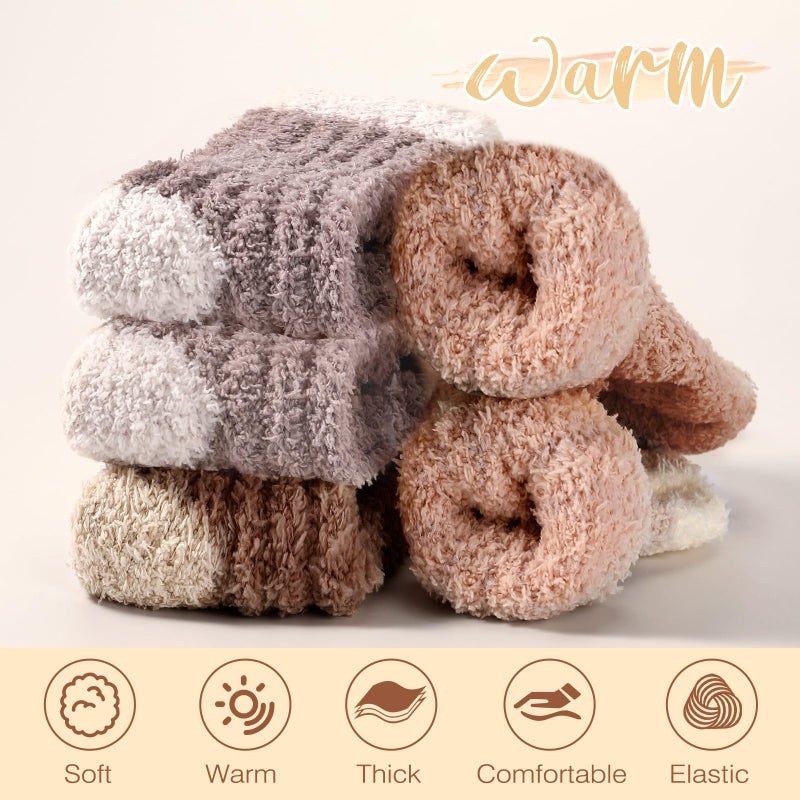 Premillow Fuzzy Socks for Women, Womens Winter Warm & Cozy Fluffy Socks 3 Pairs Ultra Soft Fabric Sleeping Slipper Sock for Women Gifts - Image 4