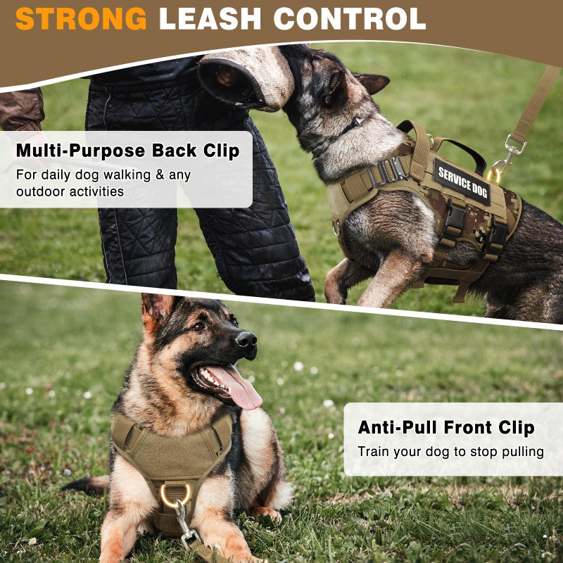 WINSEE Service Dog Vest Harness for Large Dog, Tactical Working MOLLE Vest with 10 Pet Patches, No Pull Heavy Duty Harness for Training Walking - Image 4