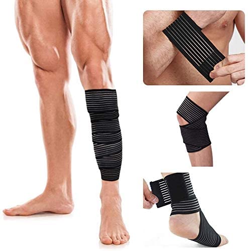 SLYK Elastic Compression Bandage Wraps Support for Knee, Legs, Ankle, Elbow, Reduce Muscle Swelling and Sprains,Support for Gym Workout Squats and Powerlifting - Pack of 2 - Image 4