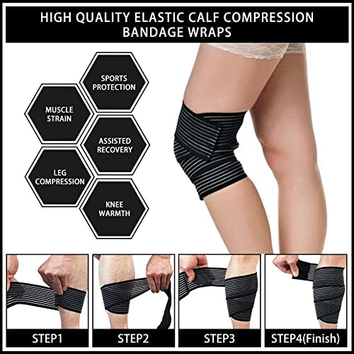 SLYK Elastic Compression Bandage Wraps Support for Knee, Legs, Ankle, Elbow, Reduce Muscle Swelling and Sprains,Support for Gym Workout Squats and Powerlifting - Pack of 2 - Image 5