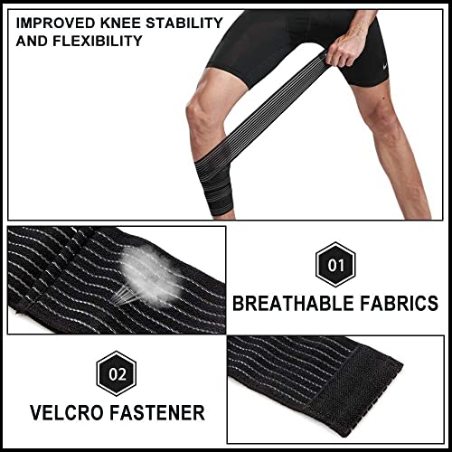 SLYK Elastic Compression Bandage Wraps Support for Knee, Legs, Ankle, Elbow, Reduce Muscle Swelling and Sprains,Support for Gym Workout Squats and Powerlifting - Pack of 2 - Image 3