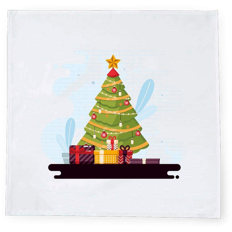 Khakee 6 Pcs Christmas Theme Tafta Silk Table Napkins 10x 10 for Xmas Decoration Christmas OrnamentsChristmas Gift npxmas169P - Image 2