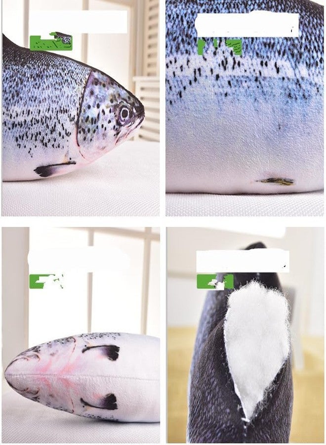 JULAN 31 inch Giant Simulation Fish Stuffed Animal,Soft Salmon Cushion Pillow 3D Simulation Fish Plush Pillows,Chubby Stuffed Salmon Toy Throw Pillow for Kid's Room Décor Pillow, Kids Gift (31inch/ 80cm) - Image 4