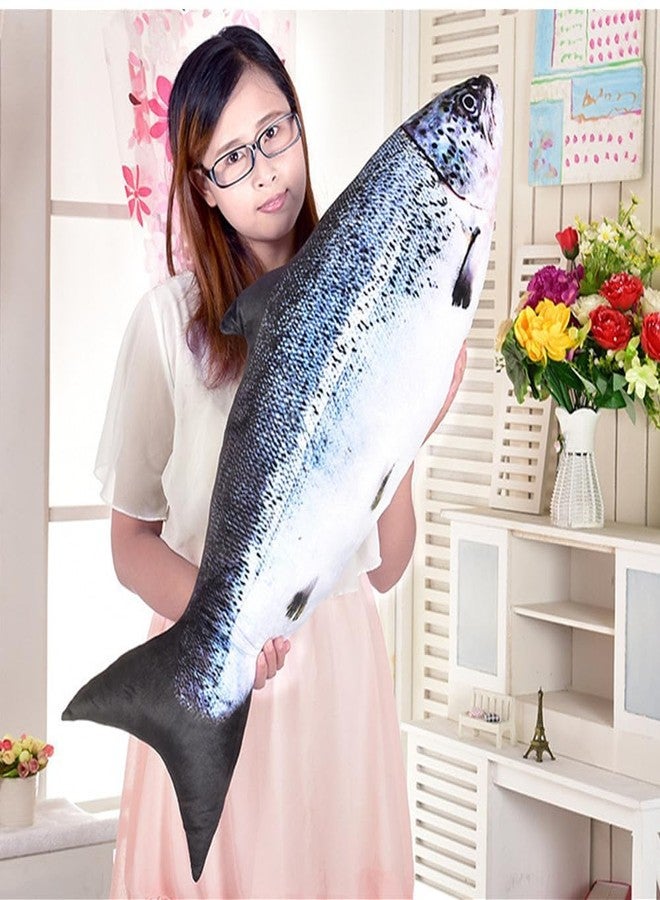 JULAN 31 inch Giant Simulation Fish Stuffed Animal,Soft Salmon Cushion Pillow 3D Simulation Fish Plush Pillows,Chubby Stuffed Salmon Toy Throw Pillow for Kid's Room Décor Pillow, Kids Gift (31inch/ 80cm) - Image 5