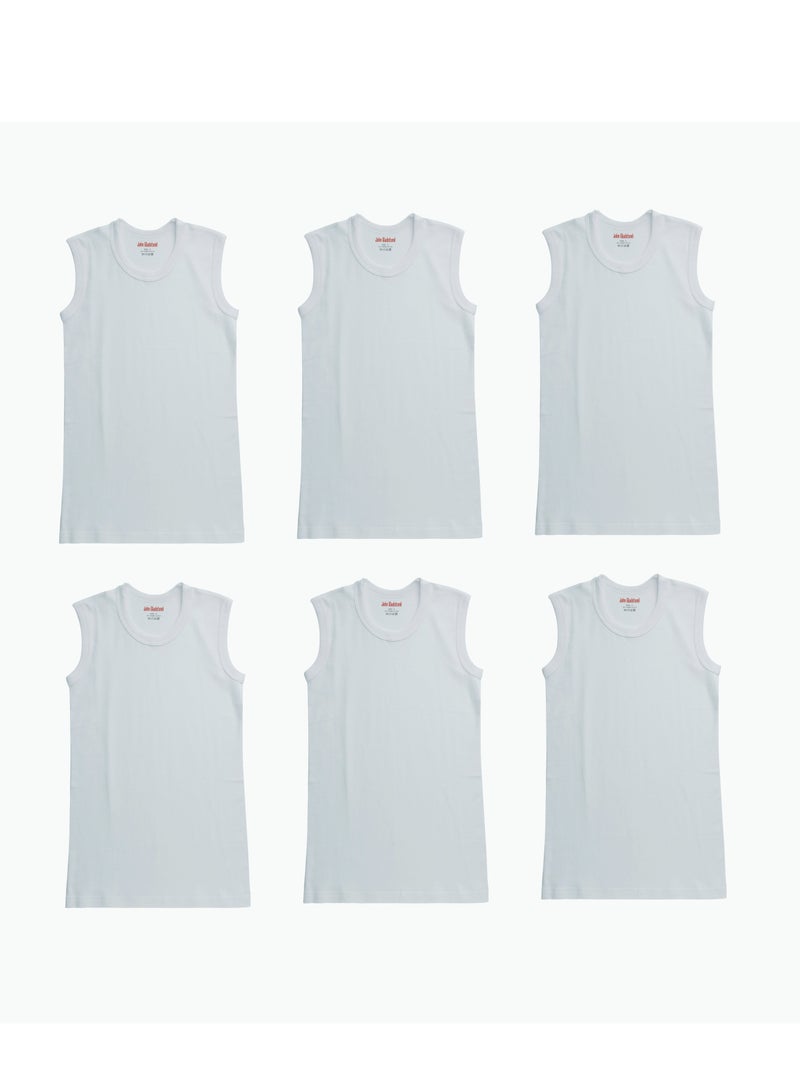 John Gladstone Mens Muscle Inner T-Shirt RN White pack of 6 - Image 1
