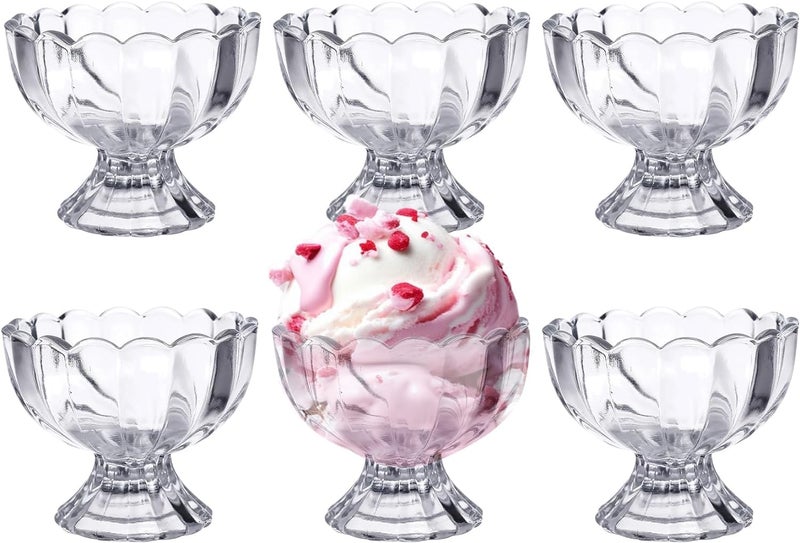 Luximal Set of 6 Small Dessert Cups Set Clear Glass Dessert Bowls Mini Ice Cream Sundae Bowls Serving Trifle Dish Cute Parfait Glasses for Fruit Salad Cocktail Condiment Holiday Party - Image 1
