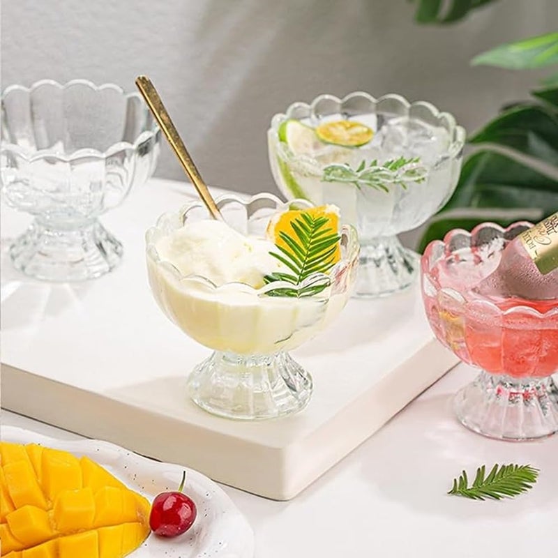 Luximal Set of 6 Small Dessert Cups Set Clear Glass Dessert Bowls Mini Ice Cream Sundae Bowls Serving Trifle Dish Cute Parfait Glasses for Fruit Salad Cocktail Condiment Holiday Party - Image 2