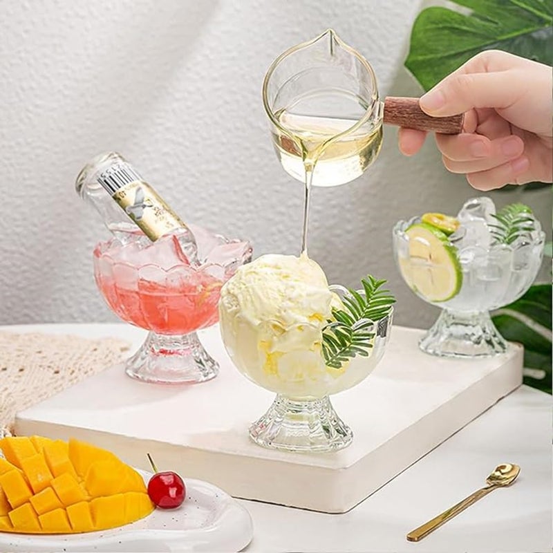Luximal Set of 6 Small Dessert Cups Set Clear Glass Dessert Bowls Mini Ice Cream Sundae Bowls Serving Trifle Dish Cute Parfait Glasses for Fruit Salad Cocktail Condiment Holiday Party - Image 3