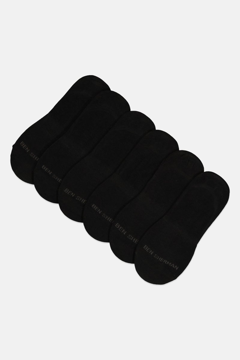 Ben Sherman Men 6 Pairs Brand Logo No Show Socks, Black  - Image 1