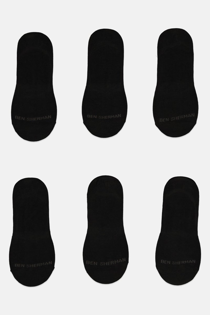 Ben Sherman Men 6 Pairs Brand Logo No Show Socks, Black  - Image 2