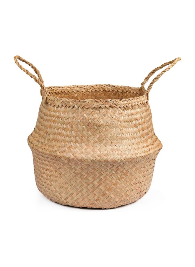 McDou سلة زهور منسوجة، نبات محاكاة لزراعة التخزين، وعاء نبات، غسيل، نزهة وبقالة، أوعية نباتات للزينة الداخلية/الخارجية (كبير، طبيعي) - Image 1