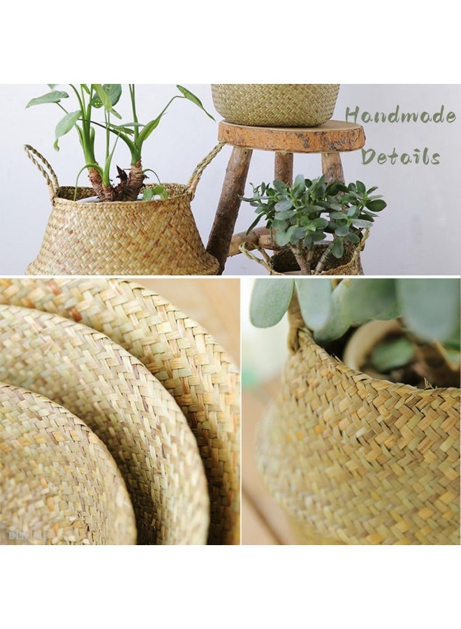 McDou سلة زهور منسوجة، نبات محاكاة لزراعة التخزين، وعاء نبات، غسيل، نزهة وبقالة، أوعية نباتات للزينة الداخلية/الخارجية (كبير، طبيعي) - Image 2