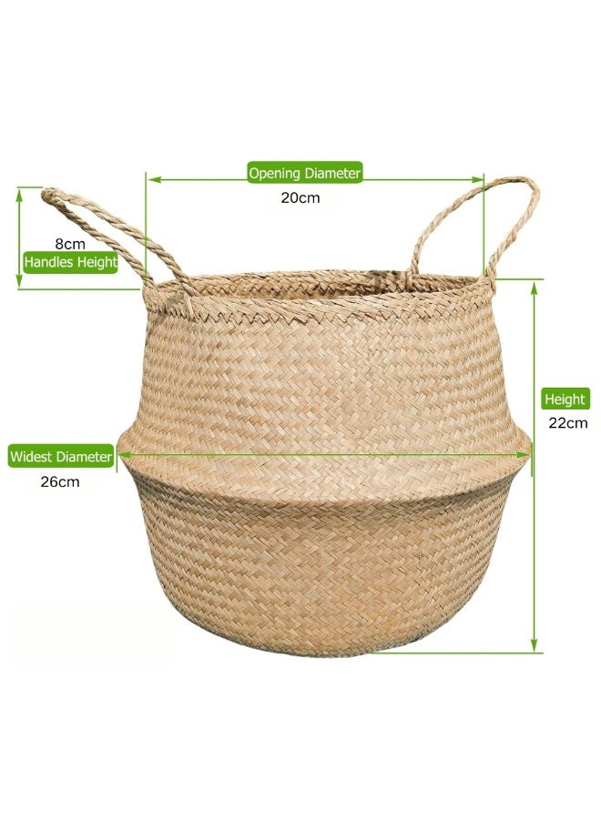 McDou سلة زهور منسوجة، نبات محاكاة لزراعة التخزين، وعاء نبات، غسيل، نزهة وبقالة، أوعية نباتات للزينة الداخلية/الخارجية (كبير، طبيعي) - Image 3