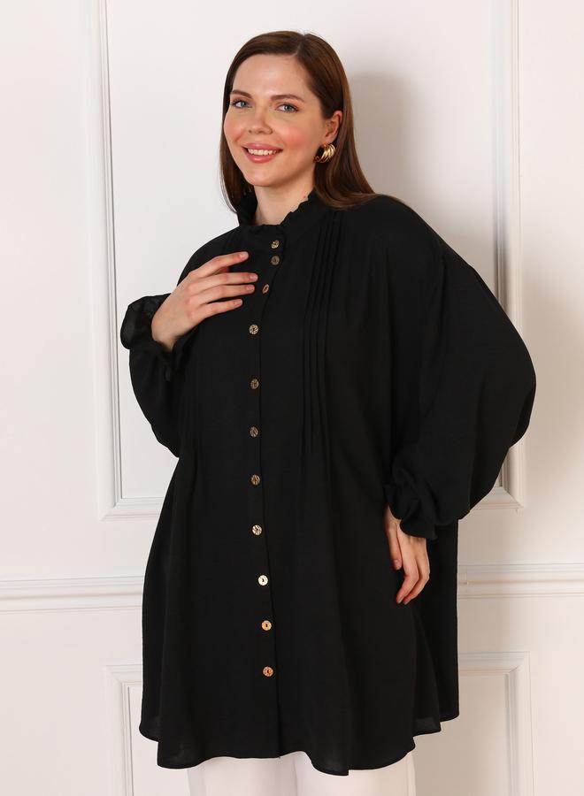 مودانيسا بلوزة تونيك بمقاس كبير بتفاصيل مدروزة - Image 3