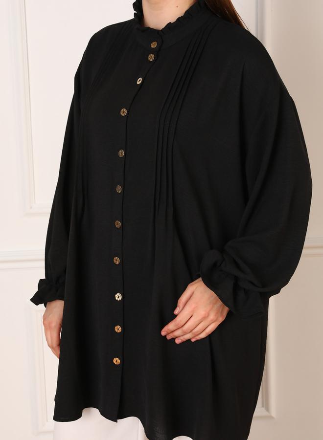 مودانيسا بلوزة تونيك بمقاس كبير بتفاصيل مدروزة - Image 4