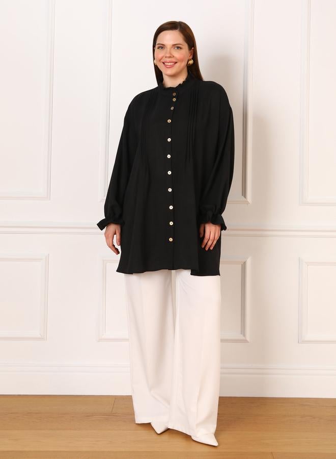 مودانيسا بلوزة تونيك بمقاس كبير بتفاصيل مدروزة - Image 1