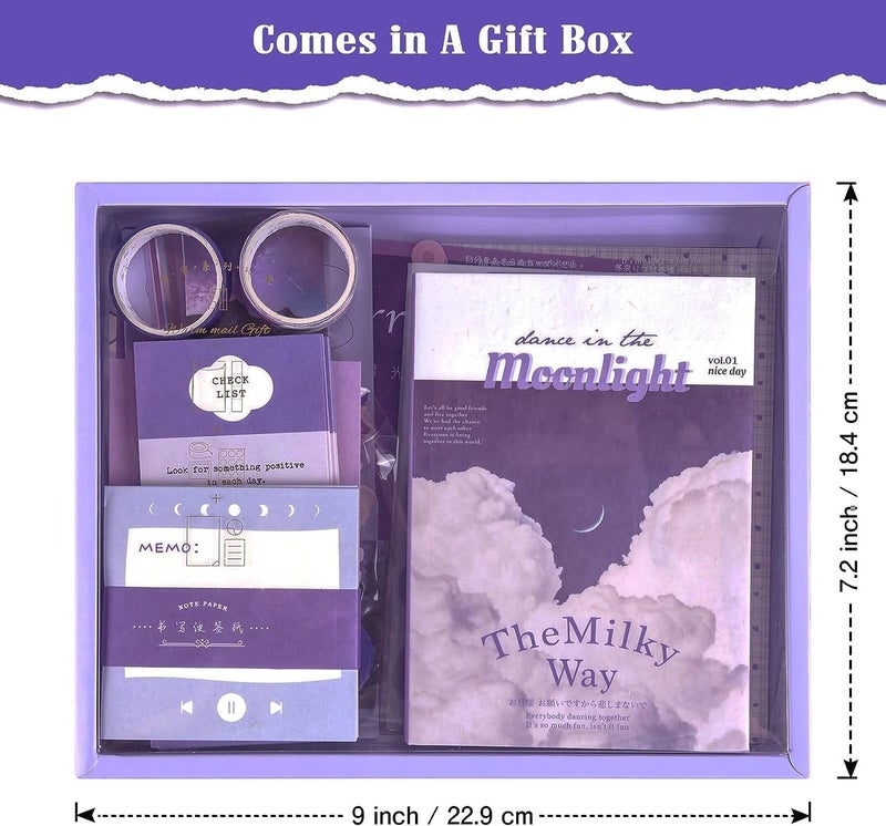 PRYFIL 346Pcs Vintage Journal Scrapbook Pack Kit for Art Journaling Bullet, Planners DIY Paper Stickers, Craft Kits Notebook, Collage Album Aesthetic Sticker (Moonlight, Purple)  - Image 3