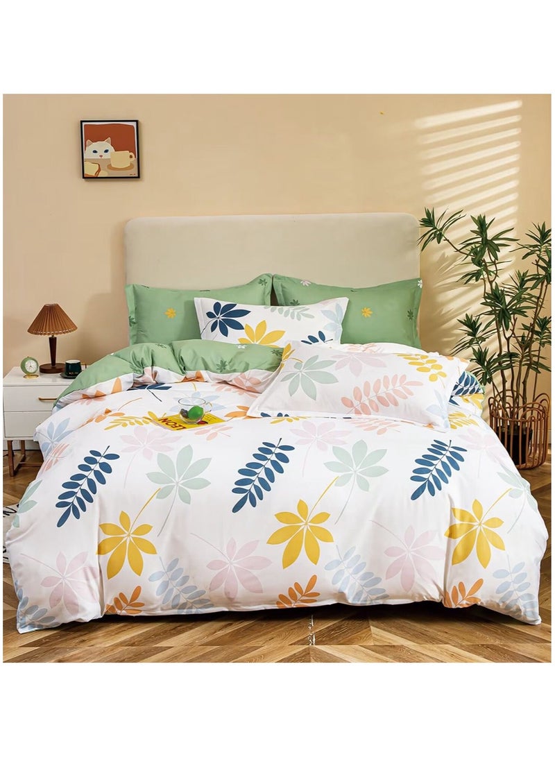 AL RAID Single Size Bed Sheet Set| Cozy, Durable & Easy Care Bedding | 4PCS Bedding Set Includes 1 Duvet Cover 160x210 cm, 1 Fitted Sheet 120x200+20 cm, 2 Pillowcases 50x75 cm | Soft & Durable Bedding