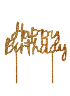 Hootyballoo Gold Happy Birthday Acrylic Cake Topper 