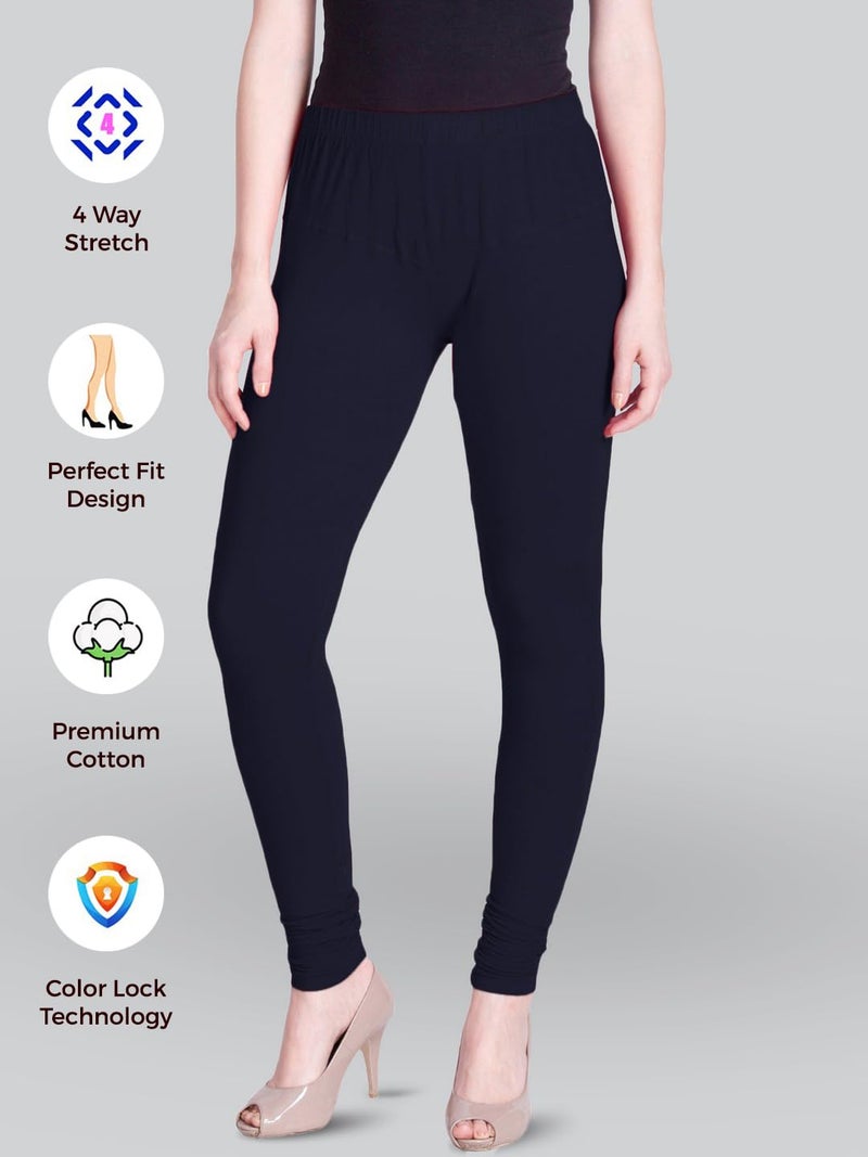 Lyra Women Solid Premium Cotton Churidar Leggings | Mid-Waist | Fashionwear - Image 4