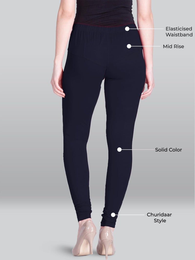 Lyra Women Solid Premium Cotton Churidar Leggings | Mid-Waist | Fashionwear - Image 2