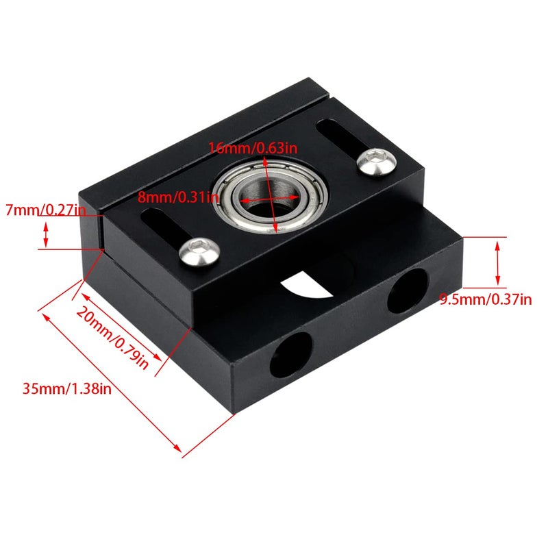 klarako Aluminum Alloy Adjustable Ender 3 Upgrade Z-Axis Leadscrew Top Mount Z-Rod Bearing Holder Adjustable Metal CR10 Z-Axis T8 Lead Screw Top Mount for Ender 3, Black - Image 2