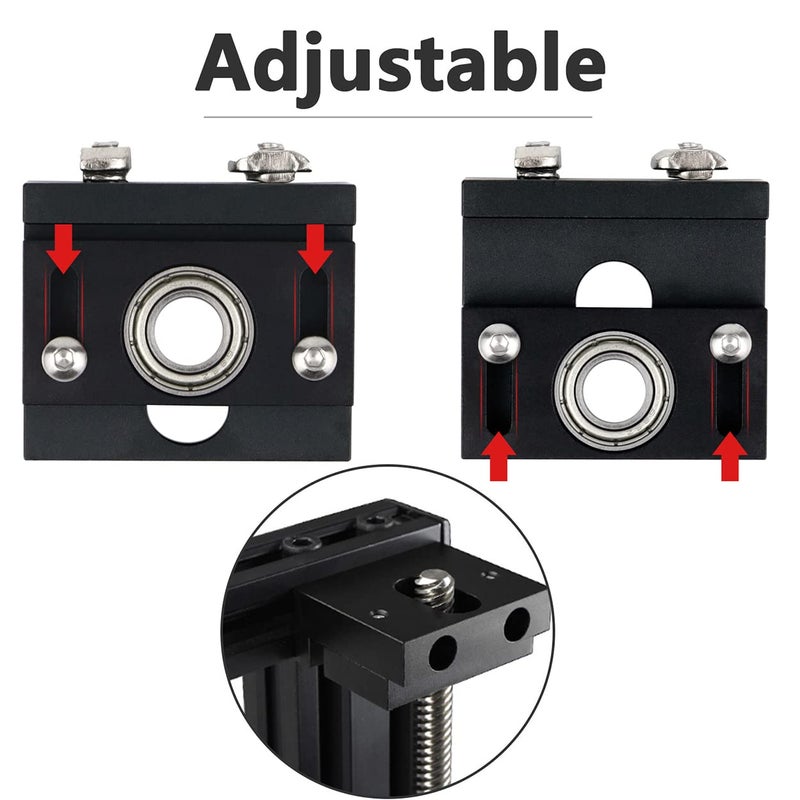 klarako Aluminum Alloy Adjustable Ender 3 Upgrade Z-Axis Leadscrew Top Mount Z-Rod Bearing Holder Adjustable Metal CR10 Z-Axis T8 Lead Screw Top Mount for Ender 3, Black - Image 4