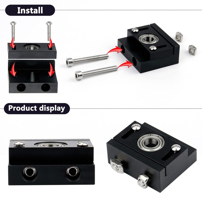 klarako Aluminum Alloy Adjustable Ender 3 Upgrade Z-Axis Leadscrew Top Mount Z-Rod Bearing Holder Adjustable Metal CR10 Z-Axis T8 Lead Screw Top Mount for Ender 3, Black - Image 3