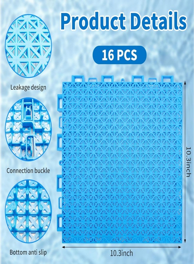 KEOHOLI 16pcs Pool Drainage Mat,Above Ground Walkways to Prevent Dirt from Entering The Pool, Pool Mats with Multiple Splicing Methods,Interlocking Plastic Floor for Pools Shower Rooms (10.3" x 10.3") - Image 3
